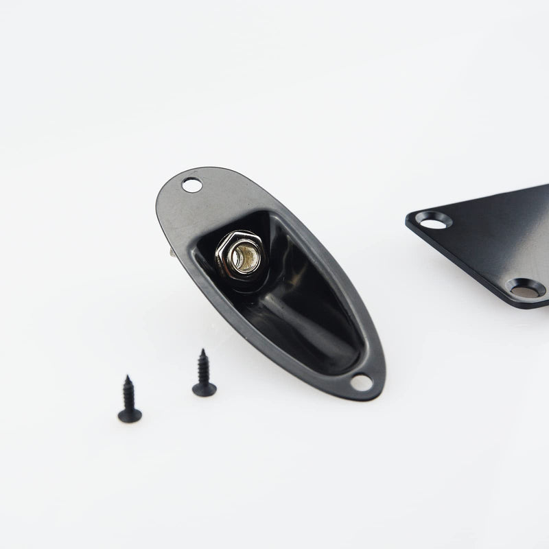 1/4"(6.35mm) Black Oval Guitar Input Output Jack Plate Socket,Guitar Neck Joint Ferrules Bushings with Screws for Fender Strat Tele Guitar or Bass,2PC Guitar Strap Buttons with Strap Blocks