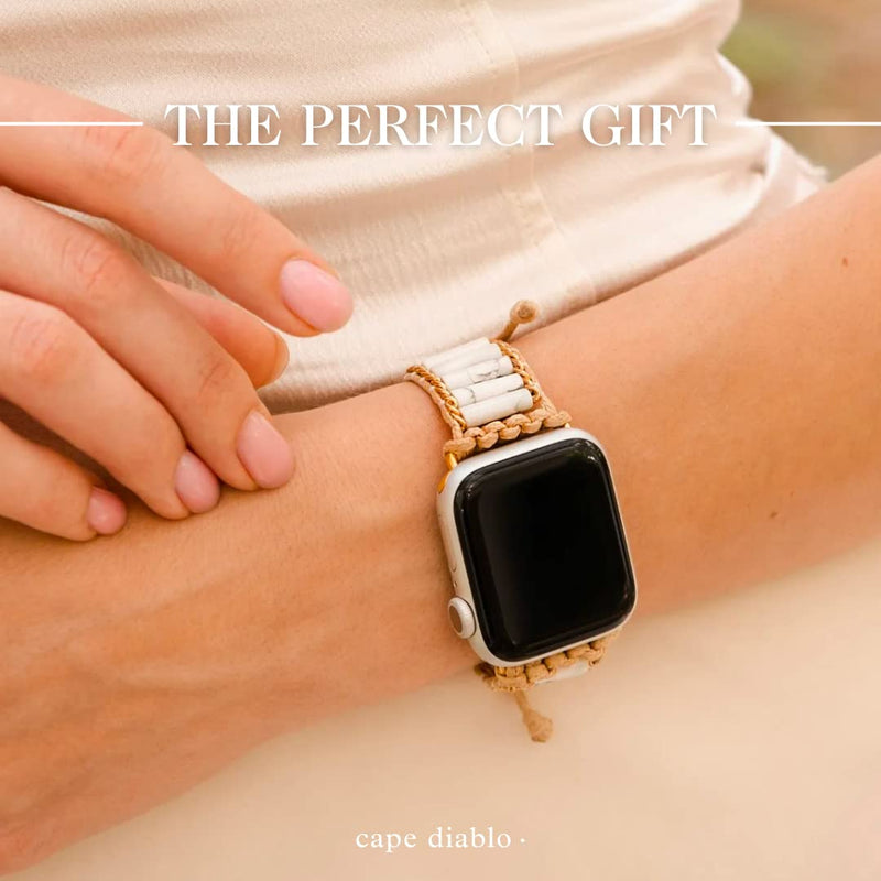 Cape Diablo Heavenly Howlite Handmade Smart Watch Bracelet for Women - Beaded Smart Watch Bracelet for Apple Models 4, 5, 6, 7, 8, 9, SE - 38mm/40mm/41mm/42mm/44mm/45mm One size
