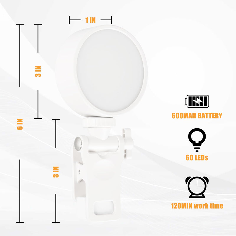 [AUSTRALIA] - Mini Ring Light for Phone, Starkik 60 LED Phone Light with Rechargeable and 3 Light Modes, Magnetic Back Selfie Light for iPhone and Laptop- Perfect for Selfie/Makeup/Video Conference/TikTok (White) 