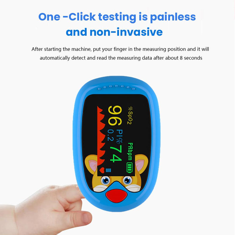 [AUSTRALIA] - Pulse Oximeter Finger Oximeter for Children with TFT Display - Portable Finger Clip SpO2 Monitor for Measuring Blood Oxygen & Heart Rate | Fast Results in 3-5 Seconds (Blue) blue 