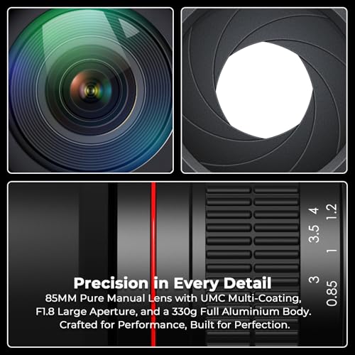 E 85mm f1.8 Portrait Lens - MF for Sony a7 IV/a7 III/ZV-E10/a7R V/a7C II/a7R IV/a7S III/a1/a9 III/a6400/a6100/a9 II/a7 II/a6000/NEX-6/NEX-5/Alpha - Manual Focus Mirrorless Cameras Lenses(E Mount) MF 85mm Lens For Sony E-mount