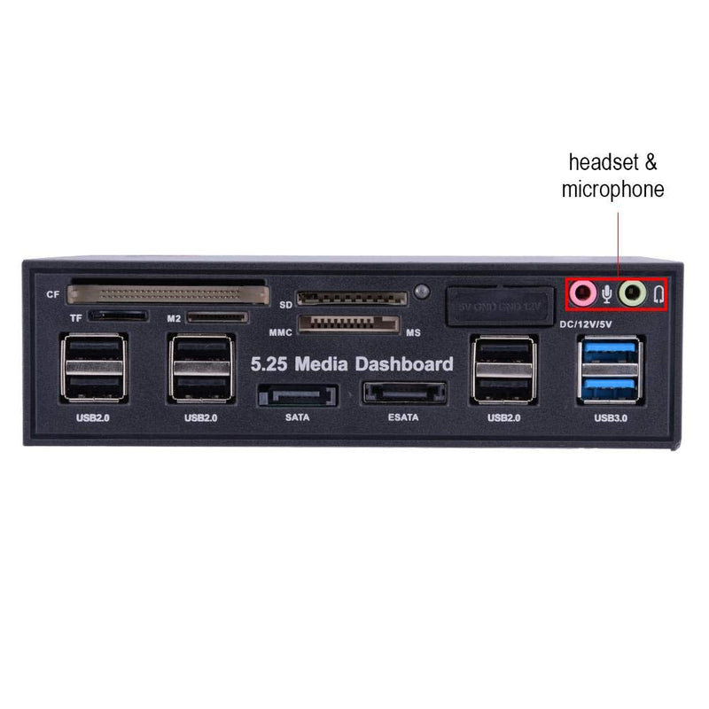Bewinner Internal Card Reader, 5.25inch Media Dashboard Front Panel Audio, All-in-1 Card Reader with USB3.0/2.0 HUB eSATA SATA Multi Card Reader(M2 / TF/SD/MMC/MS/CF)