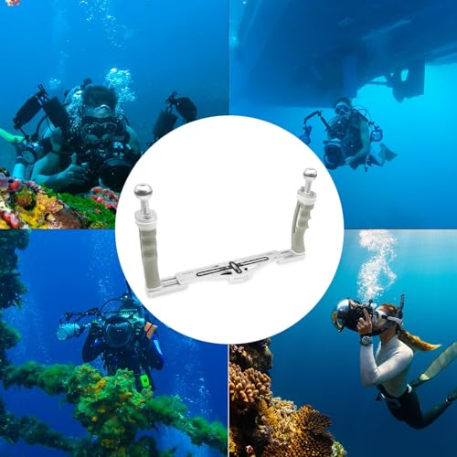 AQUANIC Underwater Camera Tray Handheld Stabilizer Tray Bracket for Camera Housing, Handle Aluminum Diving Grip for Gopro Divevolk, TG-5/6, RX100 V and Other Action Camera (Grey) Grey
