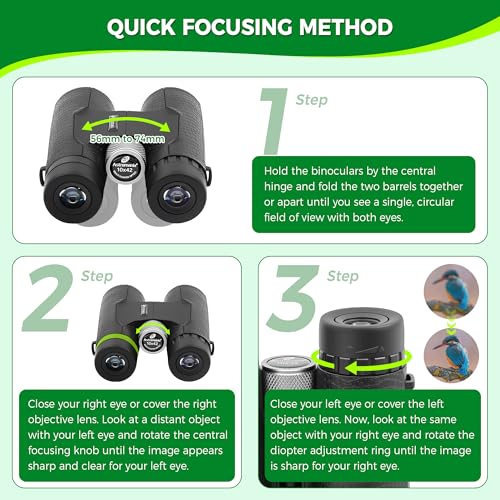 Astromania 10x42 Compact Binoculars BK7 Prism as Gift for Bird Watching