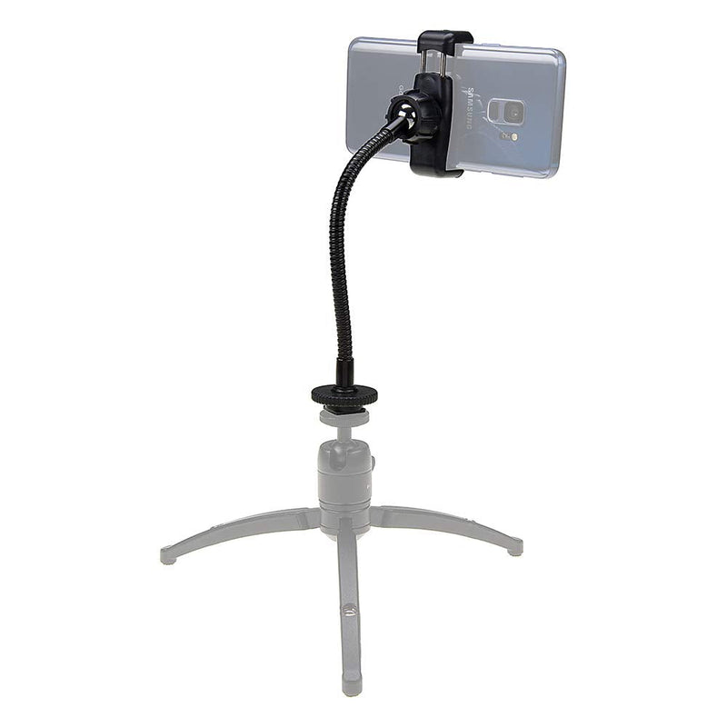 [AUSTRALIA] - Fotodiox Cell Phone Mount w/Gooseneck Tripod/Hot Shoe Adapter - Universal Phone 1/4" Tripod Mount Clamp for Smartphones, 2.2-4" Wide Adjustable 