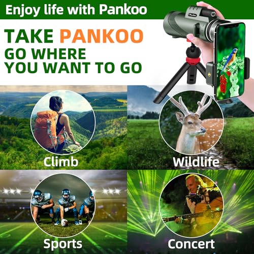 40X60 Monocular Telescope with Smartphone Holder& Tripod, High Power Nitrogen-Filled Monocular for Adults with BAK4 Prism & FMC Lens, HD Monocular Scope for Birdwatching Hiking Concert Travelling Dark Green
