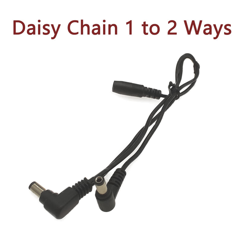 Guitar Pedal Effect Power Cable, Guitar Pedal Board Daisy Chain Power Supply Cables, 1 to 2 Way Guitar Power Supply Cord, Power Cable Chain for DC 9V Guitar Pedal Power Supply Adapter Plug Black 1 to 2