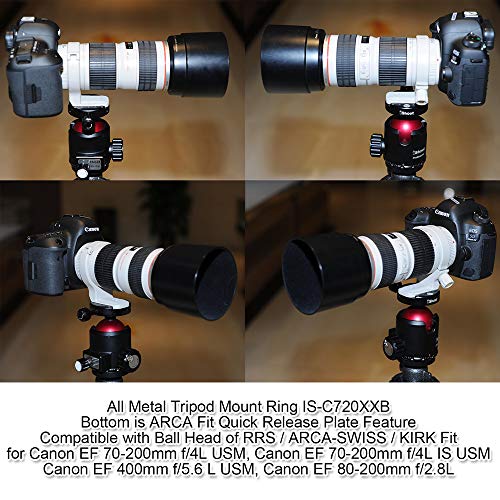 Lens Tripod Mount Ring for Canon EF 70-200mm f/4L (IS) USM, EF 400mm f/5.6 L USM, EF 80-200mm f/2.8L, Lens Collar Support Bracket with AS Fit Quick Release Plate for Tripod Ball Head of ARCA-SWISS Fit