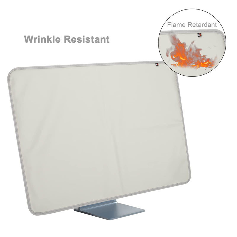 Monitor Dust Cover for iMac 24”, TXEsign Wrinkle Resistant PU Leather Protective Screen Dust Cover Sleeve with Rear Pocket Compatible with iMac 24 inch (Grey-New Flame Retardant PU) Grey-Flame Retardant PU