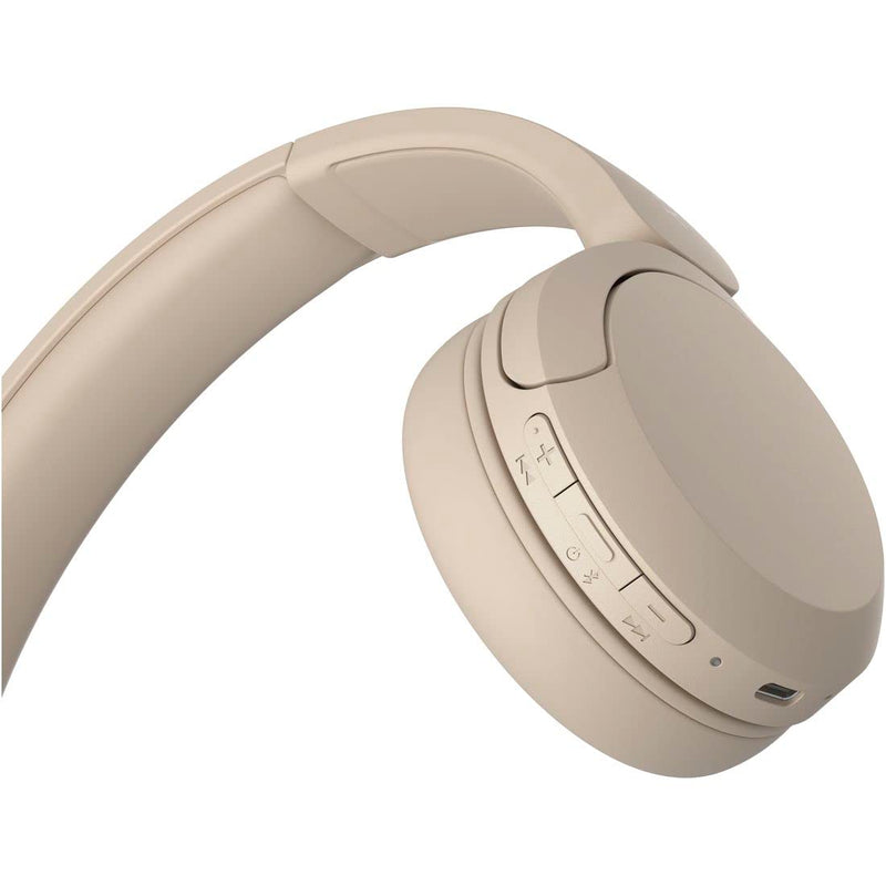 Sony WH-CH520 Best Wireless Bluetooth On-Ear Headphones with Microphone for Calls and Voice Control, Up to 50 Hours Battery Life with Quick Charge Function, Includes USB-C Charging Cable - Beige