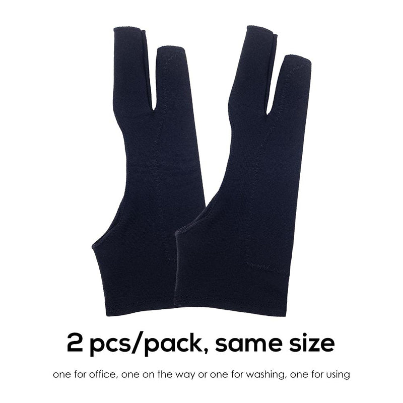 Timebetter Artist Drawing Glove, Digital Art Glove for Tablet iPad, Palm Rejection, Two Open Finger, Fit Left Right Hand - L, Pack of 2 2 Finger, Tip Open