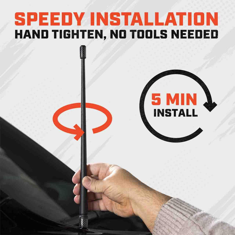 [AUSTRALIA] - Votex - The Spartan - 13 3/4 Inch Short Flexible Rubber Antenna fits Chevrolet Silverado 1500, 2500, 3500 | GMC Sierra 1500,2500,3500 Accessories - Black Carbon Fiber Trim - Tuned Internal Copper Coil CCH-15 