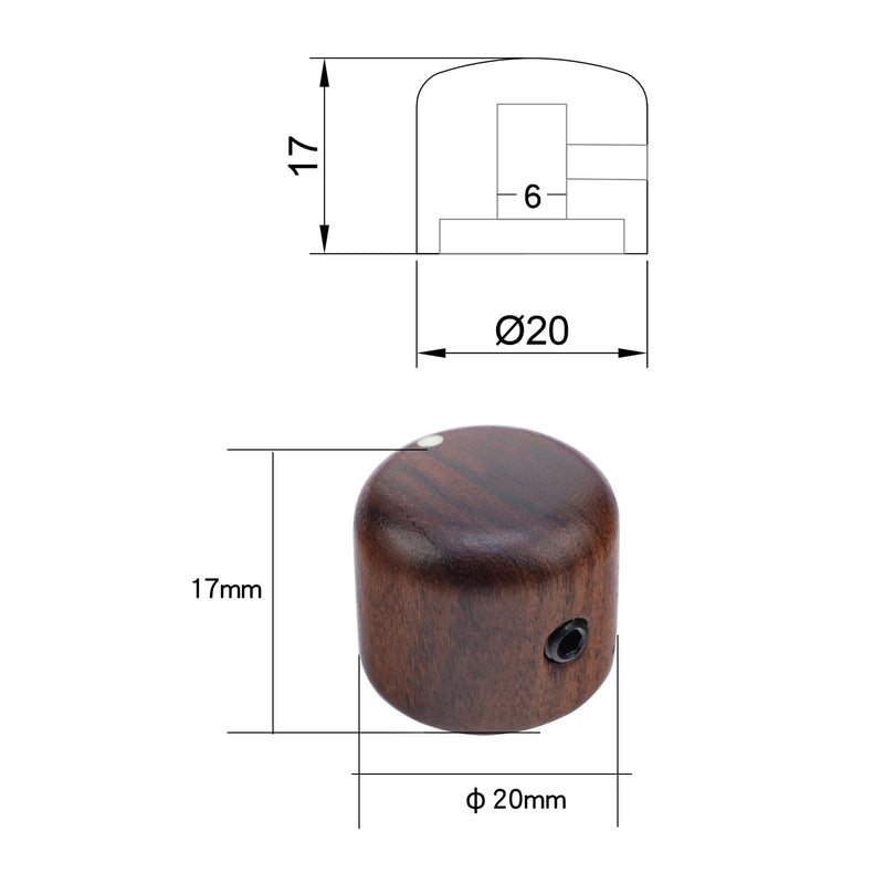 3Pcs Rose Wood Guitar Volume Tone Knobs with Brass Hole Bass Guitar Control Knobs for Strat Telecaster Jazz Les Paul Replacement Parts 3 Piece Rosewood-6.0