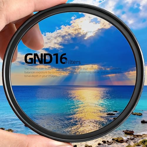 Walking Way 52mm GND16 Variable Filter 4 Stops Camera Lens Graduated Neutral Density Filters 30 Multi-Layer Coating Ultra-Slim HD Waterproof Scratch Oil Resistant Lens Filter, Aluminum Alloy Frame