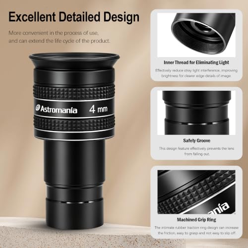 Astromania Telescope Eyepiece 4mm, Wide Angle 58° Planetary Eyepiece 1.25"