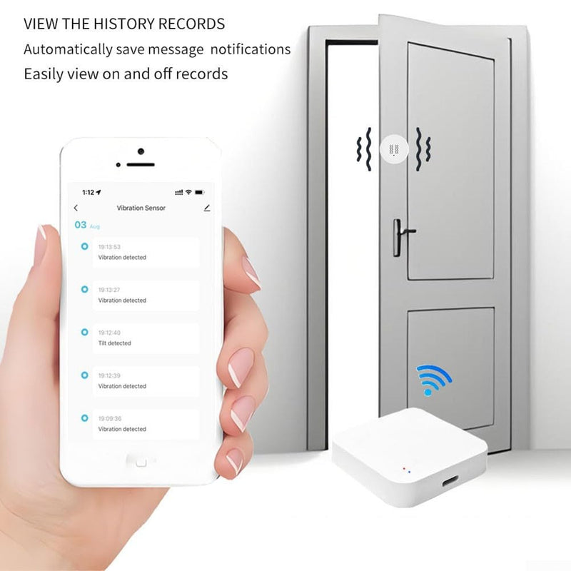 Vibration Sensor for Tuya Zig-bee Smart Vibration Sensor Tilt Sensor Real Time Monitoring Alarm Adjustable Sensitivity 40 x 40 x 13 mm