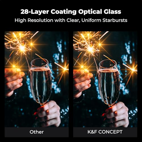 K&F CONCEPT 72mm Adjustable Star Filter 4-8 Point Short Starbursts
