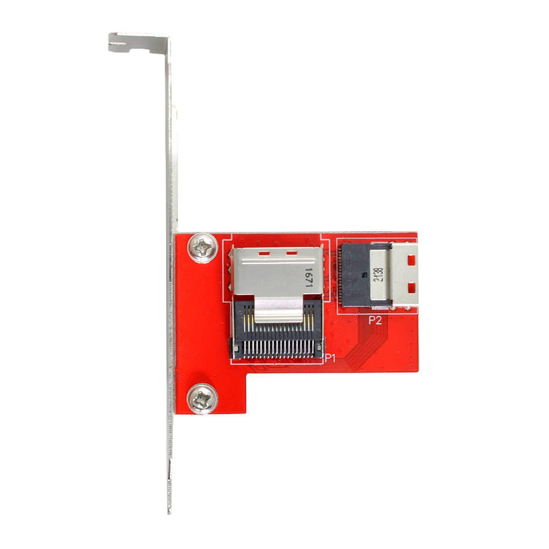 CY PCI-Express 4.0 Slimline SAS SFF-8654 to Mini SAS SFF-8087 PCBA Female Adapter with Bracket Red SFF-8087 to SFF-8654