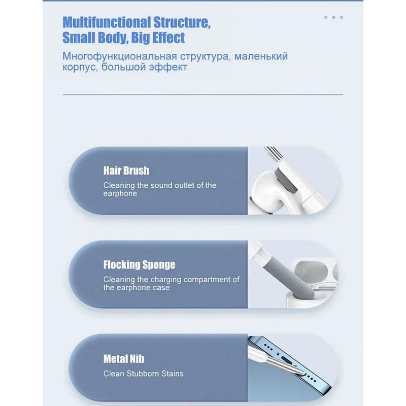Bluetooth Earphones Cleaning Tool for Airpods Pro 3 2 1 Earbuds Case Cleaner Kit Cleaning Brush Pen for Xiaomi iPhone Earbuds (White) WHITE