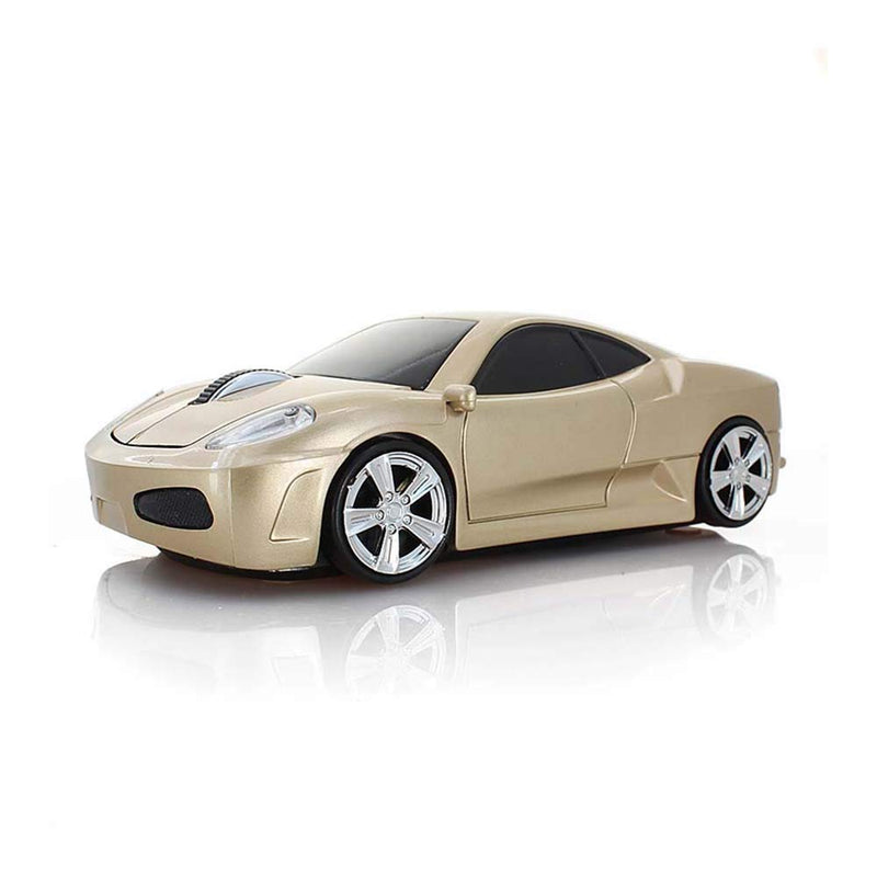 ECOiNVA Wireless Sports Car Mouse Optical 2.4G Nano USB AA Battery Desktop Laptop Mice (Gold) Gold