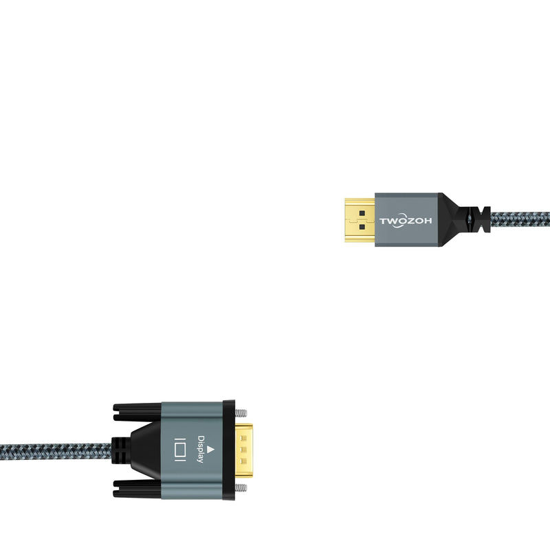 Twozoh HDMI to VGA Cable 3.3FT. Aluminum Alloy Shell Nylon Braided & Gold-Plated Support 1080P/60HZ 1 Pack