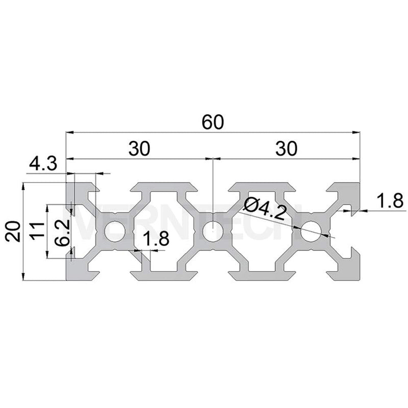 Iverntech 1PC 300mm 2060 V Type European Standard Anodized Black Aluminum Profile Extrusion Linear Rail for 3D Printer and CNC DIY Laser Engraving Machine 2060V