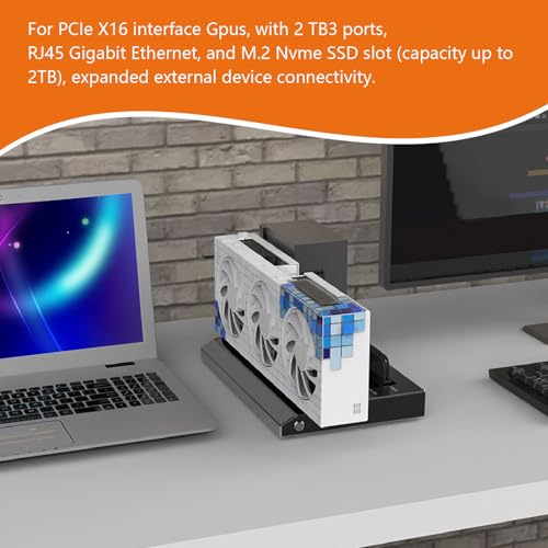 Dpofirs External Gpu Enclosure, GPU Enclosure for Thunderbolt 3 Laptops, USB4 40Gbps External GPU Dock Station, Compatible with PCIe, with TB RJ45 M.2 NVMe Interface, for Laptop Gaming