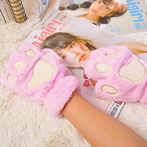 USB 2.0 Powered Stripes Heating Pattern Knitting Wool Cute Heated Paw Gloves Fingerless Hands Warmer 3 Pack Brown+pink+purple