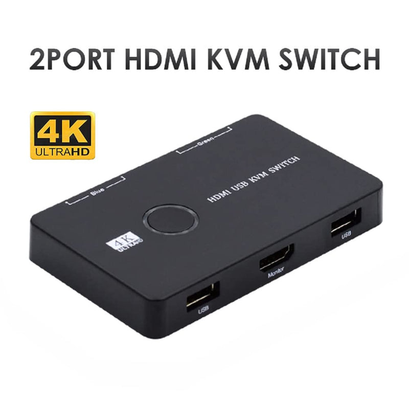 KVM USB 2.0 & HDMI 4K Switch Selector Dual PCs Sharing Monitor HDTV USB Port Keyboard Mouse Scanner Printer KVM USB 2.0 & HDMI Switch