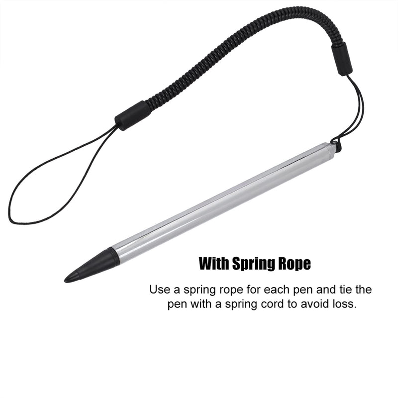 Touch Pen with Spring Rope, Resistive Touch Screen Painting Pen Resistive Stylus Hard-tip Pen with Anti-Lost Spring Rope, for POS, PDA, Car Navigator(Silver) Silver