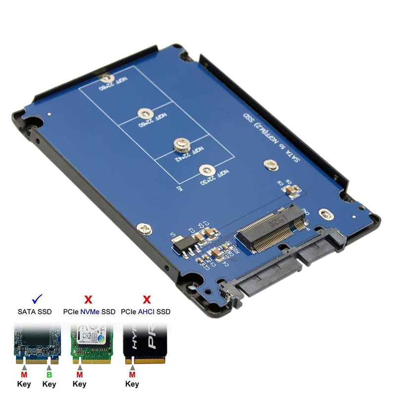 [AUSTRALIA] - NFHK B+M Key Socket 2 M.2 NGFF (SATA) SSD to 2.5 SATA Adapter Card Adapter with Black Metal Case NGFF B-key to SATA 