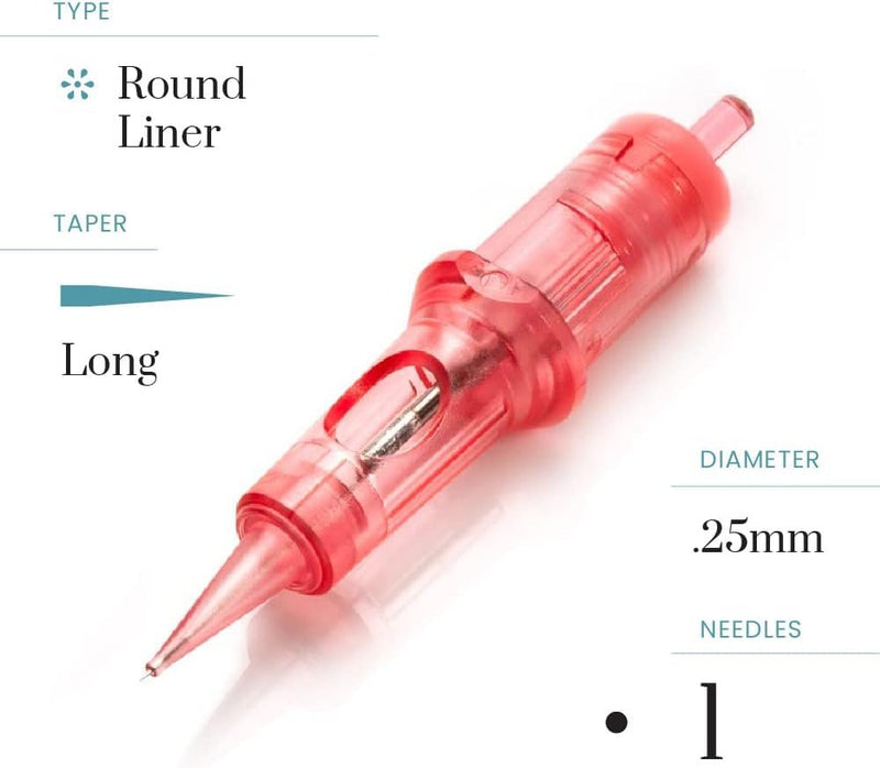 Kwadron Optima Professional PMU Round Liner 0.25mm (Pack of 20) 25/1RLLT - 1 Round Liner .25mm Long Taper