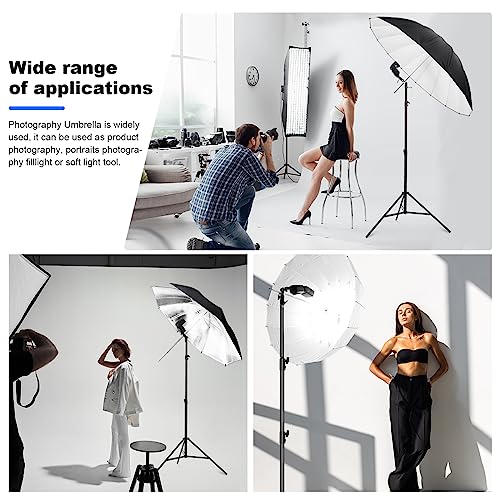 Godox Photography Lighting Umbrella Kit with Bag,2 Pack 33"/84cm Black & Silver Reflective Umbrella Diffuser for Photo Portrait Studio Lights and Video Shooting 33" Black&Silver