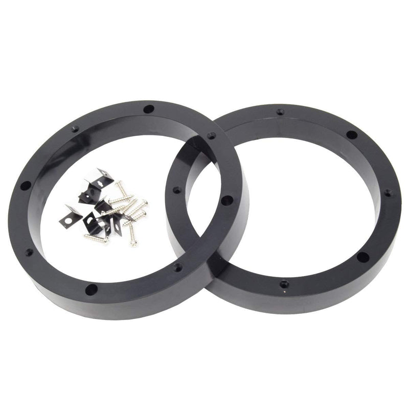 Audiopipe 1 Pair 6.5" Plastic Speaker Spacer Rings - Subwoofer Mid Range Custom Installation Mounting Adapter, Black