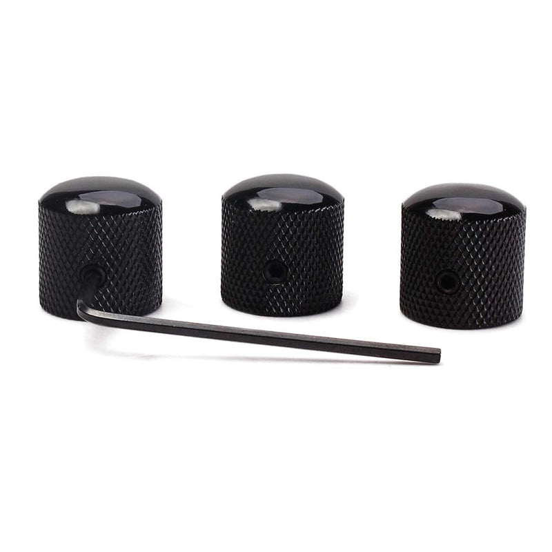 Set of 3 Black Metal Guitar Control Knob, Guitar Volume Tone Control Dome Knobs, Tele Telecaster or Guitar Bass Replacement Parts