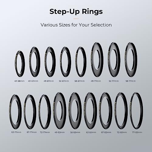K&F Concept 72mm to 82mm Brass Step-Up Lens Filter Adapter Ring 72-82mm