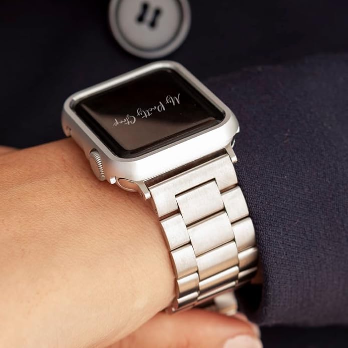 Compatible Apple Watch Band for Women, Stainless Steel- Fits Most Wrists | Series 1-11, SE and Ultra- iWatch Replacement Strap, Easy Resizing- Metal Fashion Watch Band 38MM / 40MM/ 41MM / (Series 10& 11 - 42 MM) Silver Gem