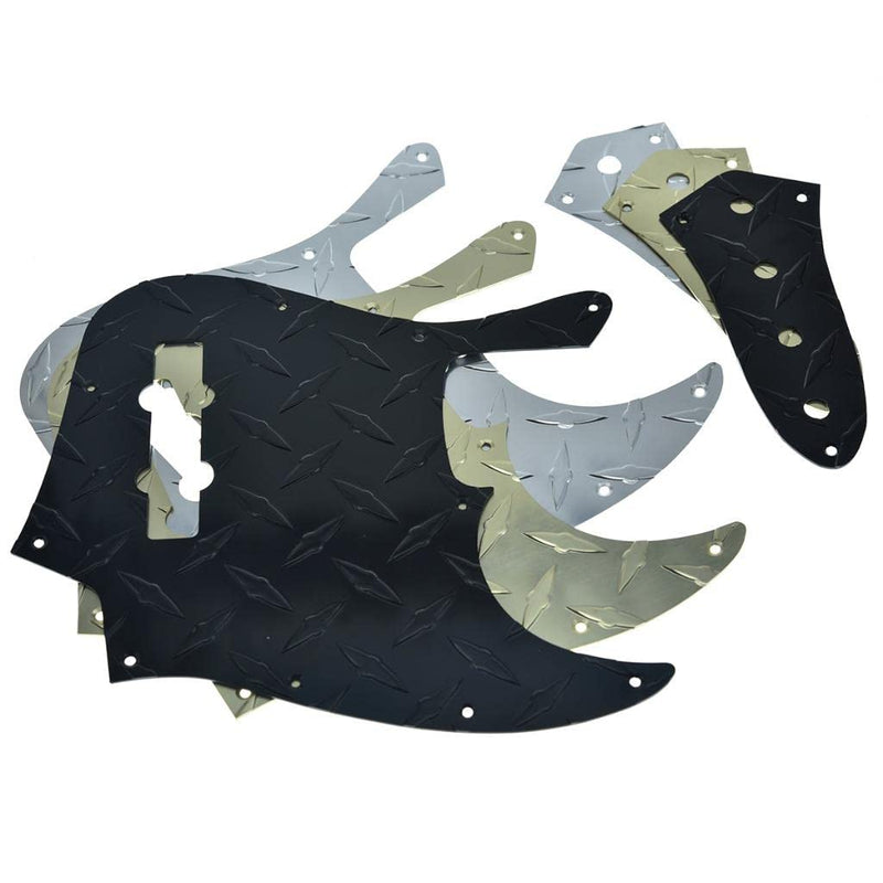 [AUSTRALIA] - KAISH Diamond Plate 4 String Jazz J Bass Pickguard with Metal Aluminum JB Control Plate and Screws for American/Mexican FD Jazz Bass Gold Pickguard and Control Plate Gold-3 