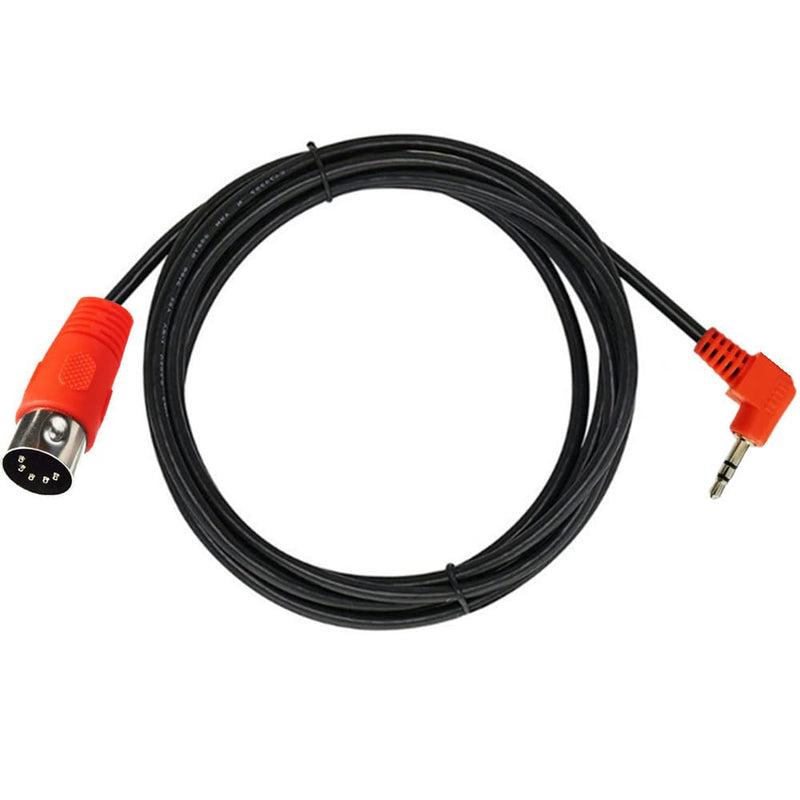 [AUSTRALIA] - 5Pin DIN Cable, DIN 5Pin MIDI Male to 3.5mm TRS Male Stereo Plug 90 Degree Angle Audio Connection Cable for Sound Card Keyboard Piano Drum Recording, Red (1.5M/5Ft) 1.5M/5Ft 