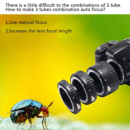 Extnp Auto Focus Macro Extension Tube Set (12mm 20mm 36mm) for Nikon AF AF-S DX FX SLR Cameras MCO-N-B
