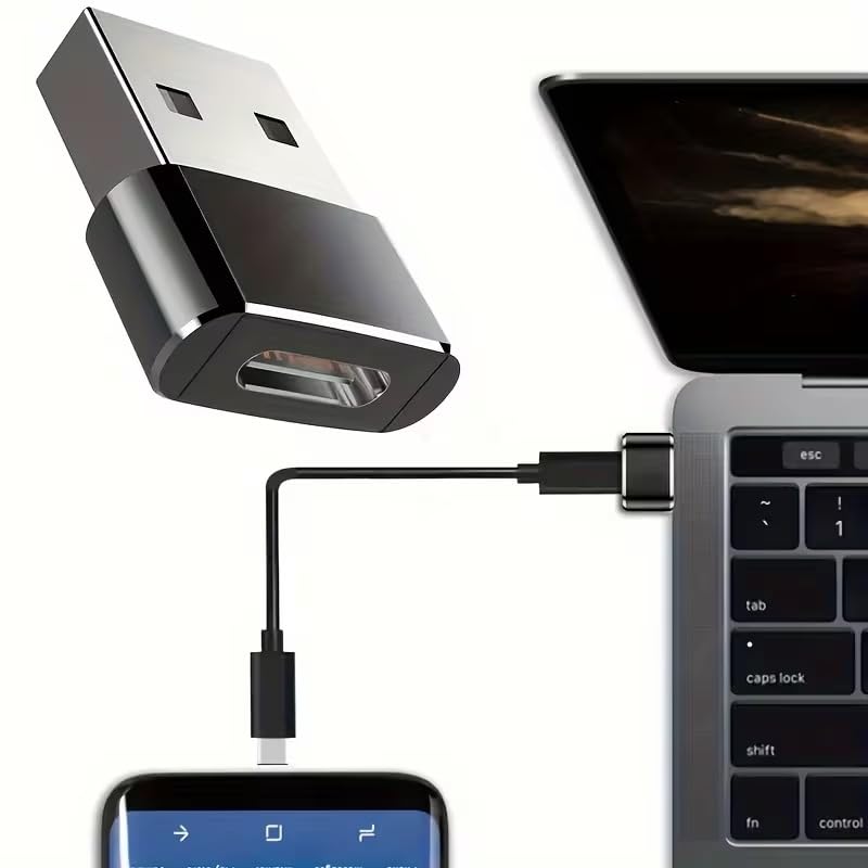 2pcs USB C to USB Adapter Type-C Female to Type A Male Port Converter Data Charging OTG Adapter for USB Devices (Black,2pcs) Black 2pcs
