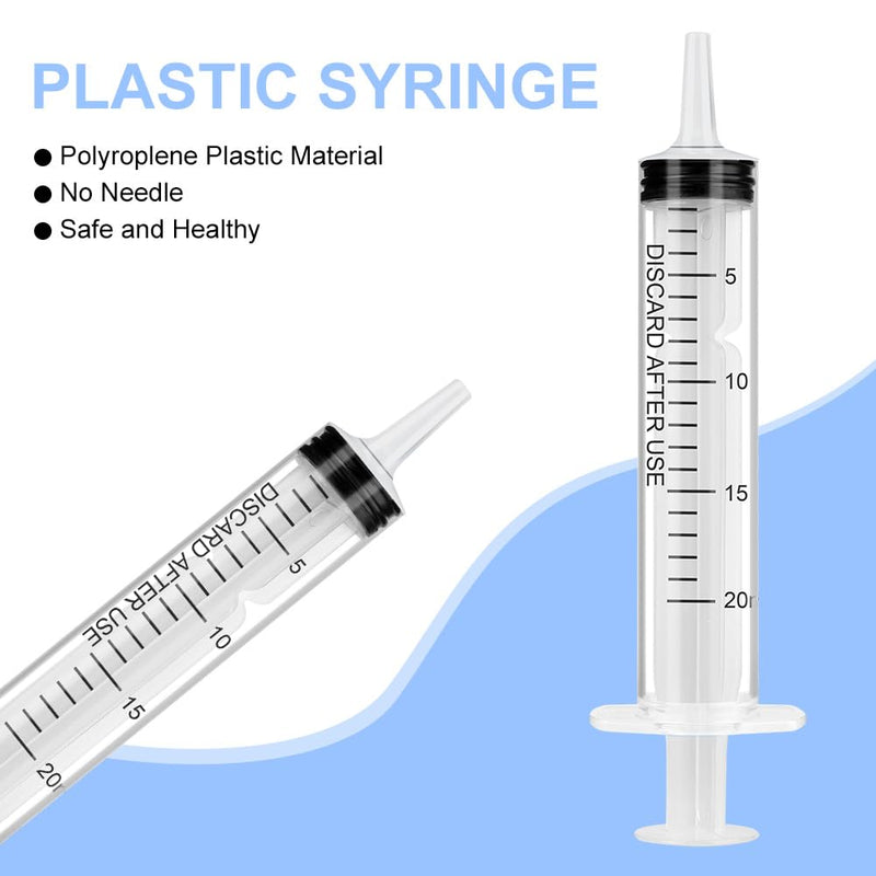 OFFCUP Plastic Syringe 20 ml, Pack of 3 Disposable Syringes, Feeding Syringe, Plastic Tube, for Small Pet Feeding, Engine Oil or Brake Fluid [Not Medical Use] 20 ml x 3