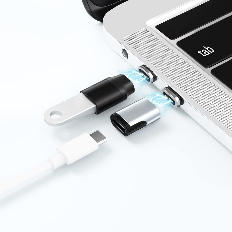 USB C Magnetic Adapter Straight 24 Pins + USB C to USB Adapter Magnetic C Connector Support Data Transfer Compatible with MacBook Pro/Air/ Type C Devices