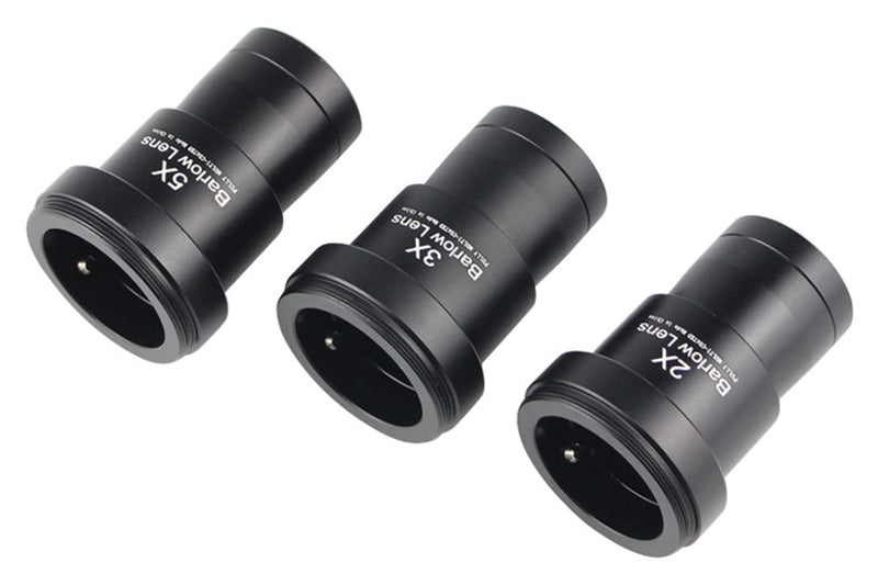 Telescope Barlow Lenses Kit 2X-3X-5X, 1.25 Inch Telescope Accessory, Fully Metal Multi Coated Broadband Green Film Barlow Lens for Telescope Astronomy Eyepiece