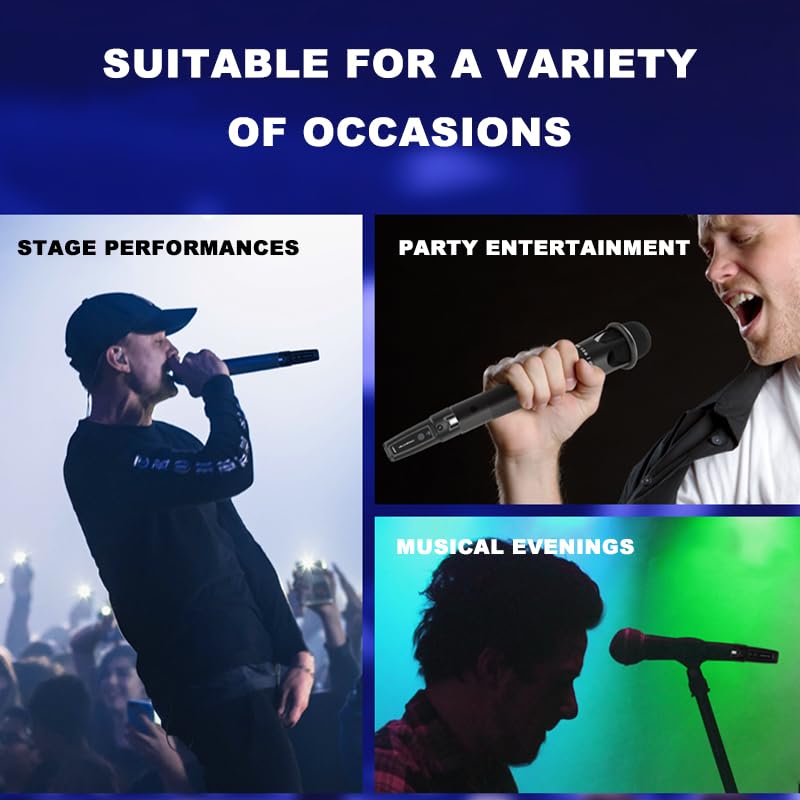 Upgrade 2.4GHZ Wireless XLR Transmitter and Receiver, Built-in Rechargeable Lithium Battery for Dynamic Microphone,Audio Mixer,Electric Guitar Bass (1 Receive + 2transmit) 1 receive + 2transmit