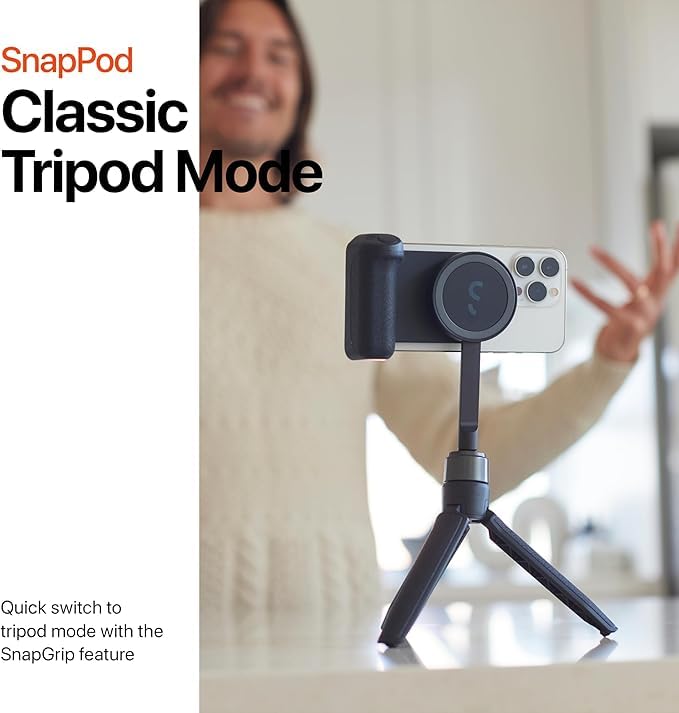 ShiftCam SnapStand Mini - Video Selfie Stick and Tripod - Magnetic Mount Snaps on to Any Phone - Tiltable Design | Midnight