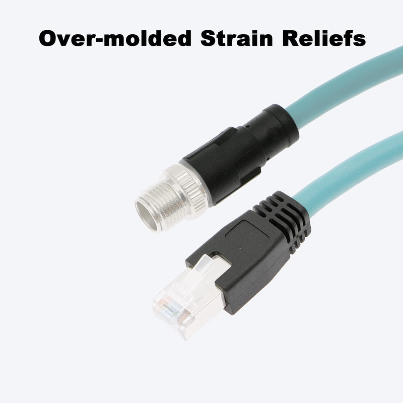 Alvin's Cables M12 8 Pin Male to RJ45 Shielded Ethernet Cable M12 X Coded 8 Position Cat6a Cable for Cognex Industrial Camera 8M/26ft 8M/26.2FT Straight 8 Pin Green