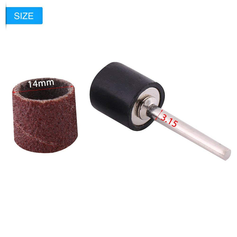 Akozon Sanding Cylinders, Pack of 100 Drum Grinding + 1 Piece Connecting Rod Mandrel for Rotary Drll Sandpaper Bands Spindle Sleeves Woodworking Polishing Kit 80/320/600 Grit (80#) 80#