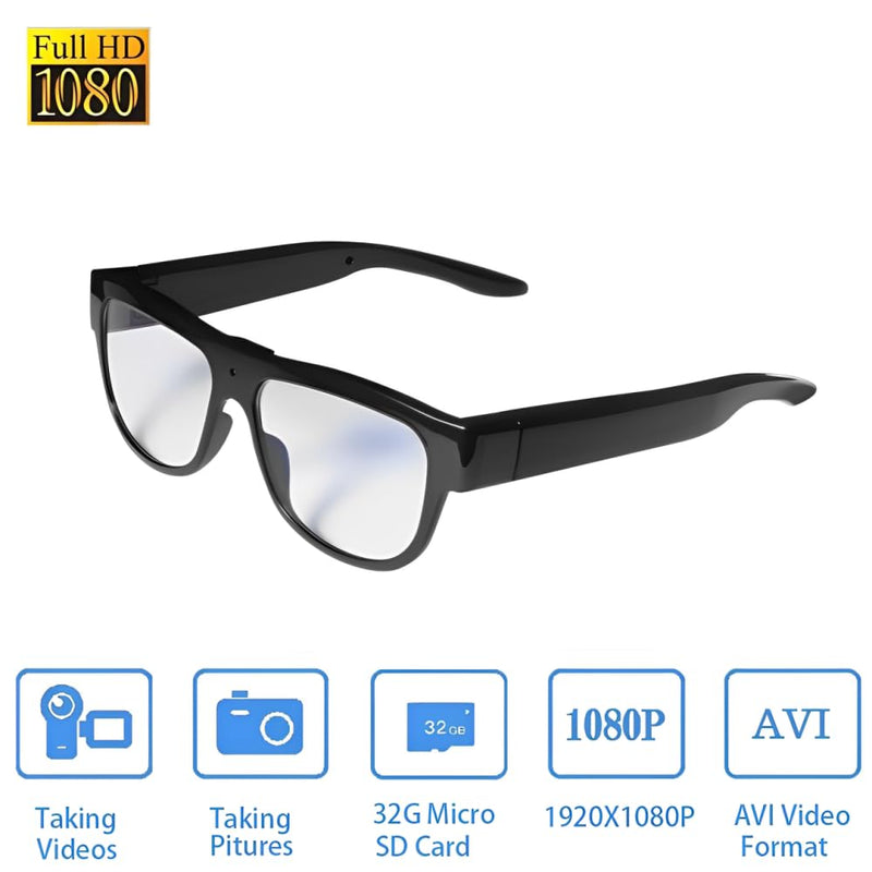 1080P Camera Glasses with 32GB Storage, No Bluetooth, No App, No AI | HD Video Recording Glasses for Outdoor Sports, Cycling, and Travel