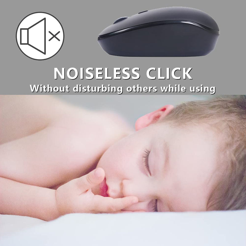 Wireless Mouse for Laptop, ACOZYKITTEN 2.4G Noiseless Portable Mouse with USB Receiver, Ergonomics Cordless Computer Optical Silent Mice for Windows PC, Tablet, Laptop, Mac - Black B1-Black